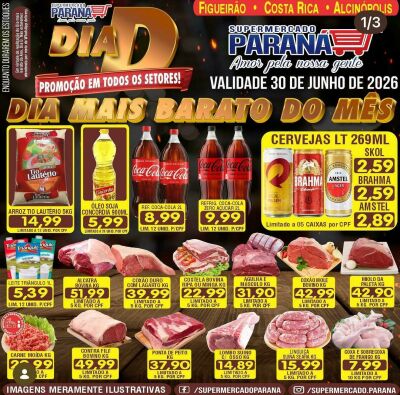 Imagem da notícia Arroz Tio Lautério por R$ 14,99 e carnes em promoção movimentam o Dia D do Supermercado Paraná nesta terça feira